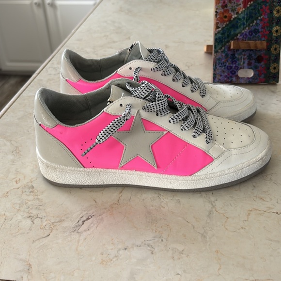 Women's Pink and White Sneakers - Picture 2 of 4
